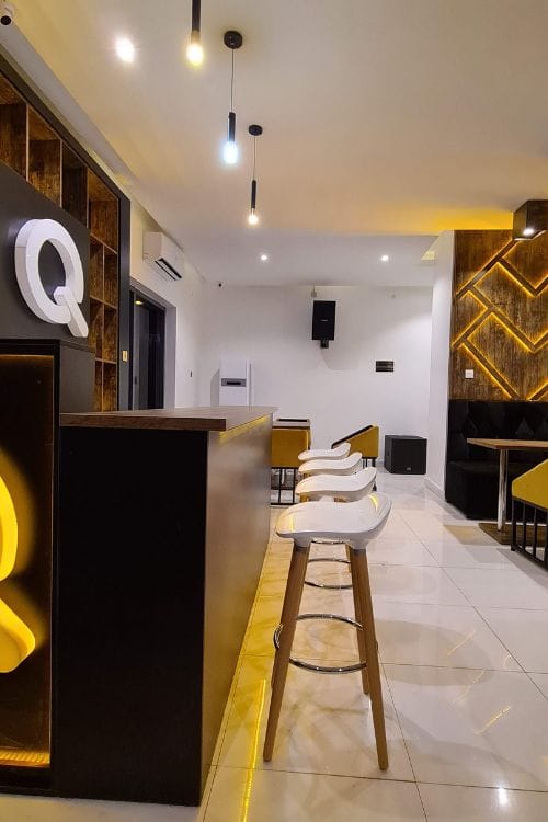 Stylish hospitality lounge interior designed for a refined social experience by DecorEffect, Benin Nigeria.